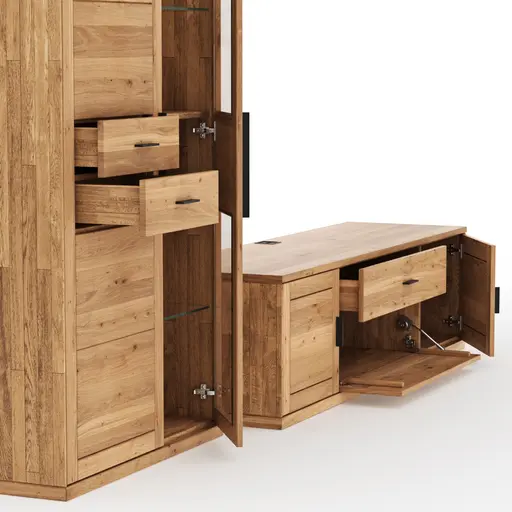 Wohnwand Faro 6.0 -  Wildeiche massiv, geölt