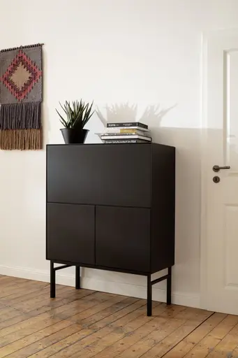 Highboard Edge -  Schwarz, Gebeizt