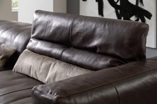 Sofa Arrezo - 4-Sitzer, Leder Dunkelbraun, Rücken verstellbar