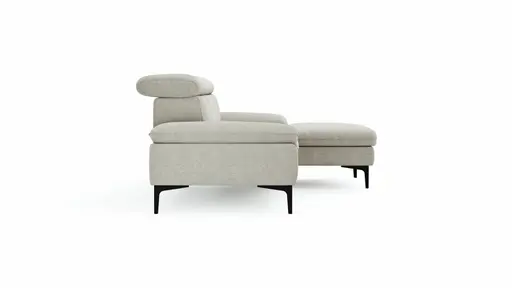 Ecksofa Felipa - 2,5-Sitzer mit Longchair rechts inkl. Kopfteil verstellbar, Stoff, Natur