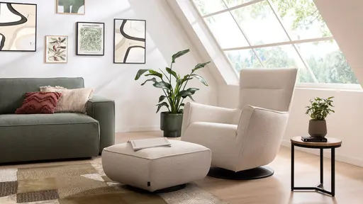 Sessel Lilaia - inkl. Dreh- und Wippfunktion, Stoff, Creme