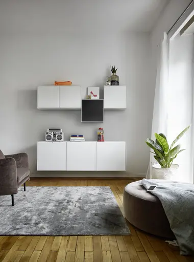 Wohnwand Edge - Lack, Weiß