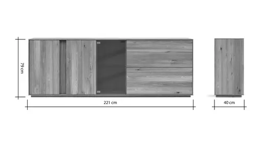 Sideboard Saratoga - Wildeiche massiv, natur geölt