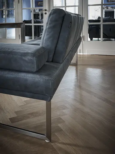 Bank Tarent - BT ca. 220x67 cm, mit Rückenlehne, Leder, Blau