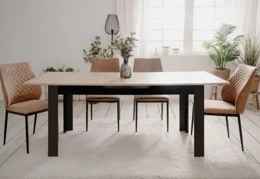 Esstisch - ausziehbar, LB ca. 160x80 cm, Artisan Eiche Nachbildung, Schwarz