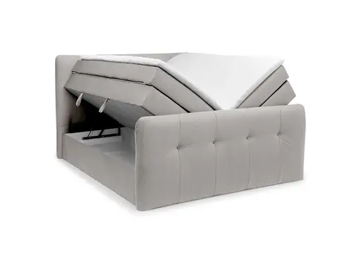 Boxspringbett HOLLIE- Liegefläche ca. 180x200 cm, Stoff, Beige
