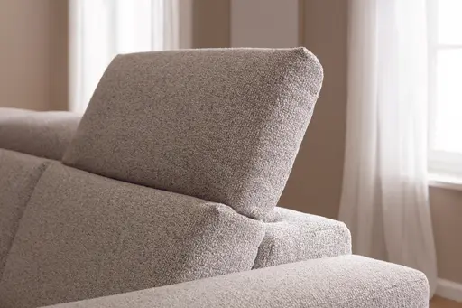 Ecksofa Braska - Loungecke links mit 2,5-Sitzer rechts, inkl. Sitzauszug (motorisch) und Kopfstütze, Stoff, Kaschmir