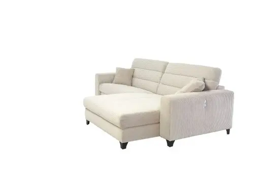 Ecksofa JAROM - 3-Sitzer, Ecke rechts inkl. Relaxfunktion (motorisch) und Kopfteil verstellbar, Stoff, Creme