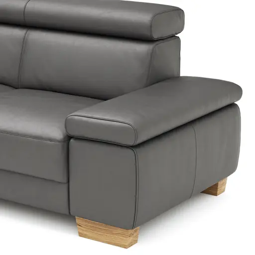 Ecksofa Philadelphia - Ecke links, 2,5-Sitzer, Kopfteil verstellbar (manuell), Leder, Anthrazit