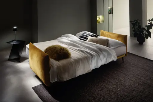 Schlafsofa Nettuno - 3-Sitzer, inkl. Schlaffunktion, Velour, Senfgelb