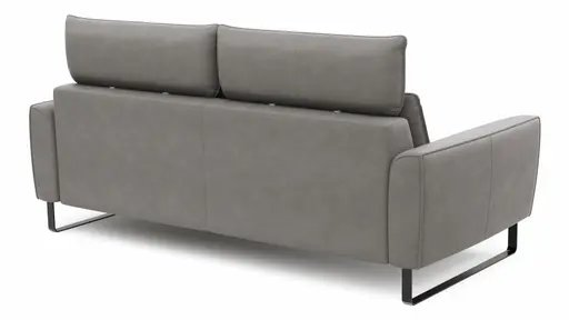 Sofa Avela - 3-Sitzer inkl. Kopfteil verstellbar, Leder, Steingrau
