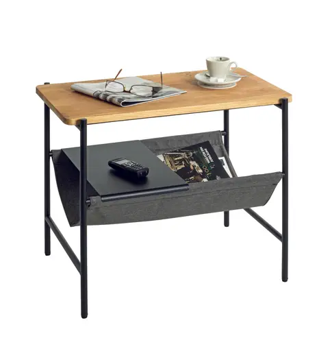 Beistelltisch - LB ca. 60x38 cm, Eiche massiv geölt, Schwarz