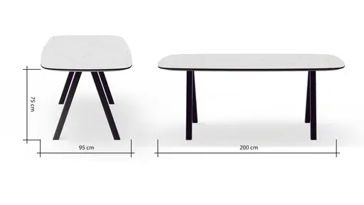 Esstisch Jari - LB ca. 200x95 cm, Keramik, Weiß