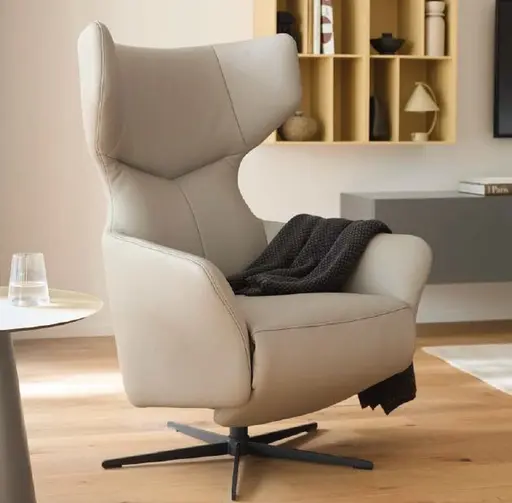 Sessel Noto Relax II - Rückenlehne und Fußteil verstellbar (motorisch), Leder, Grau