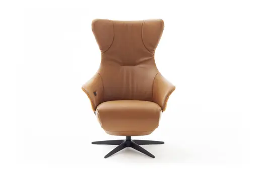 Relaxsessel Follina - Relaxfunktion (motorisch), Leder, Stoff, Cognac