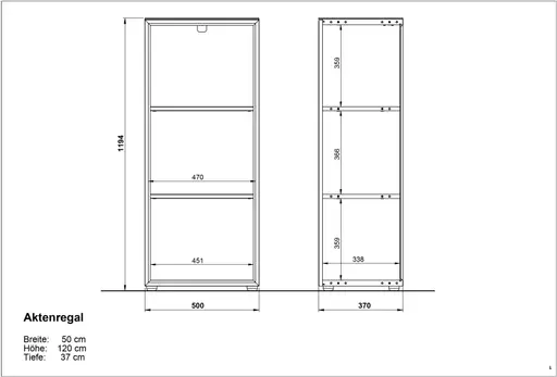 Aktenregal GWEN - B ca. 50 cm, Weiß