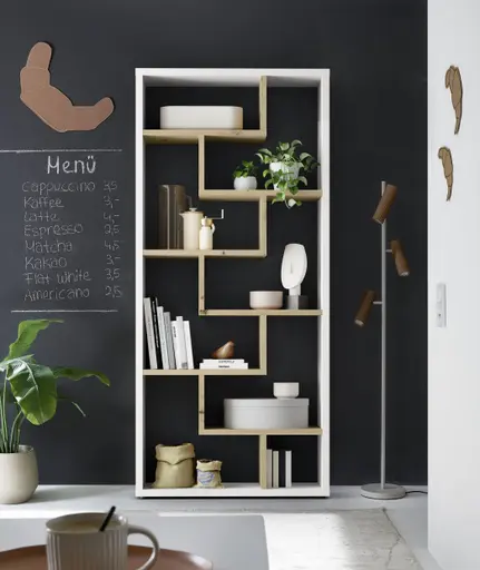 Raumteiler - B ca. 90 cm, Weiß, Asteiche