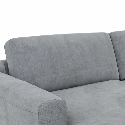 Wohnlandschaft Oviedo - Longchair links mit 2-Sitzer und Ecke rechts, Stoff, Grau