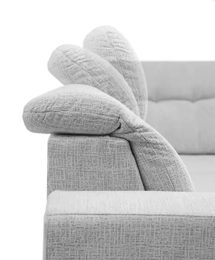 Ecksofa -2-Sitzer mit Ecke rechts, Kopfteil verstellbar, Sitztiefe verstellbar motorisch, Stoff, Hellgrau