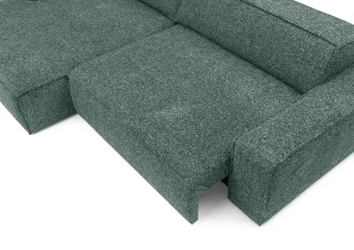 Ecksofa - Longchair links mit 2-Sitzer, Sitzvorzug motorisch, Stoff, Petrol