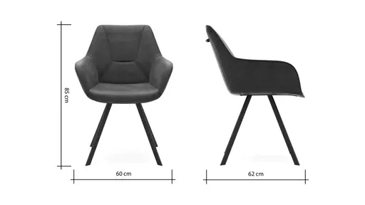 Armlehnstuhl Wesley - Stoff, Anthrazit