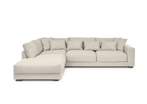 Ecksofa - Ecke links, 3-Sitzer, Stoff, Beige
