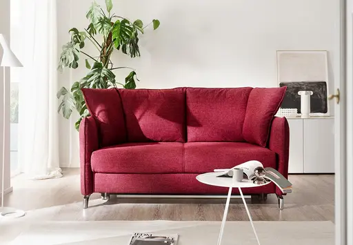 Sofa - 2-Sitzer, Relaxfunktion/Schlaffunktion, Stoff, Rot