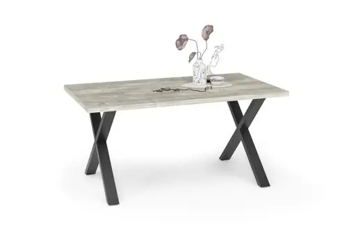 Esstisch - LB ca. 160x90 cm, Betonoptik, Schwarz