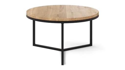 Couchtisch Joan 2- LBH ca. 58x58x33 cm, Asteiche massiv, Gestell schwarz