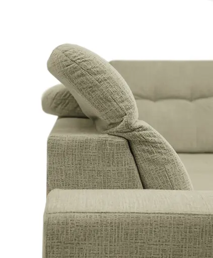 Ecksofa -2-Sitzer mit Ecke rechts, Kopfteil verstellbar, Sitztiefe verstellbar motorisch, Stoff, Sand