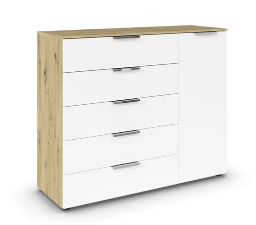 Kommode RIPP- Eiche Dekor, Weiß