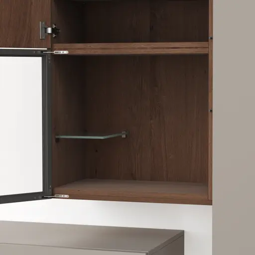 Wohnwand 4450 - Lack, Grau, Nussbaum