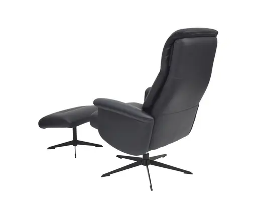 TV-Sessel MENNIS mit Hocker - drehbar, Relaxfunktion, Kopfteilverstellung, Leder, Schwarz