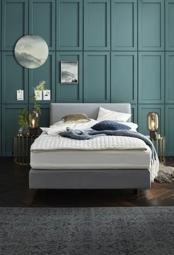 Boxspringbett Valencia - Liegefläche ca. 140x200 cm, Stoff, Hellblau