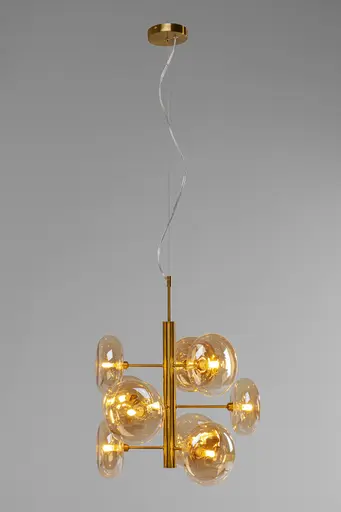Deckenleuchte- Stahl. Messing, beschichtet, Goldfarben, Glas, beschichtet