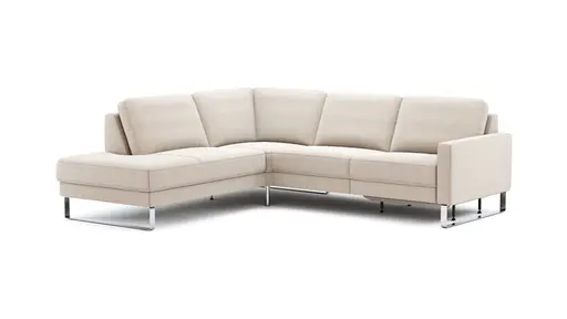 Ecksofa Anna - Ecke links mit 2,5-Sitzer inkl. Relaxfunktion (motorisch), Stoff, Beige