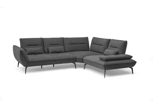 Ecksofa PAYTON - 2,5-Sitzer, Ecke rechts  inkl. Rückenneigung, Armteilverstellung, Stoff, Anthrazit