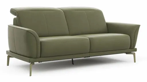 Sofa Amadena - 2-Sitzer inkl. Relaxfunktion motorisch und Kopfteil verstellbar, Leder, Olive