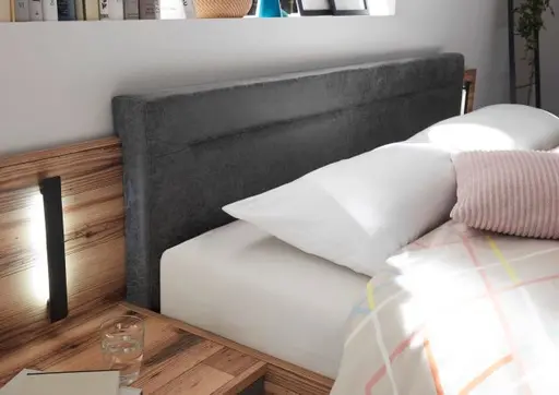 Bettanlage- Liegefläche ca. 180x200 cm, Holzdekor, Dunkelgrau