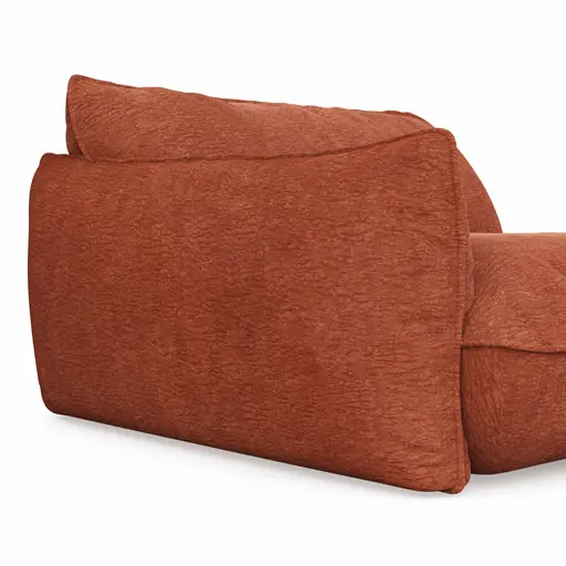Trapezsofa Fluffy - 2-Sitzer mit Trapezelement und Abschlussteil inkl. Rückenlehne verstellbar, Stoff, Kupfer