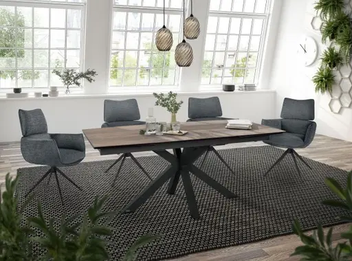 Esstisch MELANIA - ausziehbar, LB ca. 180x95, Keramik, Braun