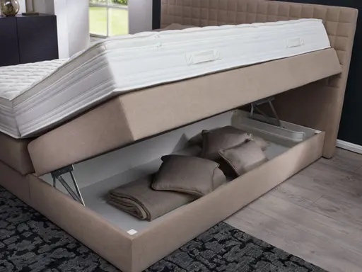 Boxspringbett - Liegefläche ca. 180x200 cm, Stoff, Braun