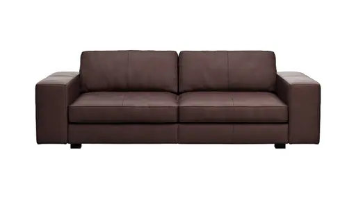 Sofa Aprino 1 - 3,5-Sitzer L, Dickleder, Dunkelbraun, Armlehne Block breit