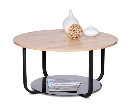 Couchtisch - D/H ca. 80x40 cm, Eiche Dekor