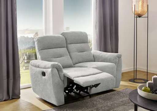 Sofa - 2-Sitzer, Relaxfunktion, Chenille, Hellgrau