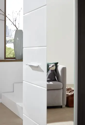 Garderobenschrank - Weiß Hochglanz, Grau