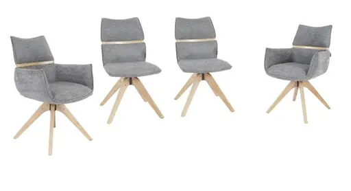 Stuhl MAROU - drehbar, Stoff, Graublau