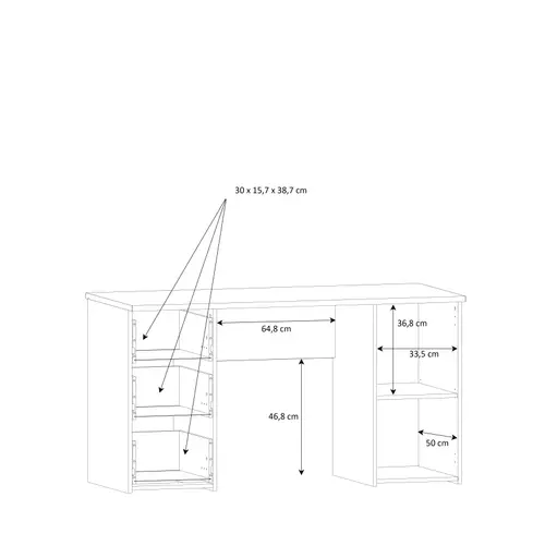Schreibtisch FEENA- LB ca. 138x60 cm, Eiche Dekor