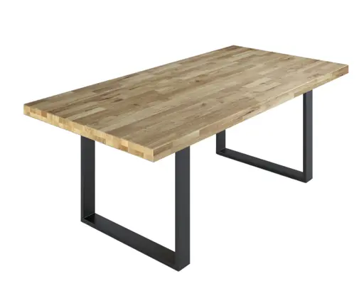 Esstisch - LB ca. 240x100 cm, Eiche massiv geölt, Schwarz