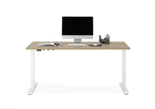 Schreibtisch GELI - höhenverstellbar, LB ca. 160x80 cm, Eiche Nachbildung, Weiß